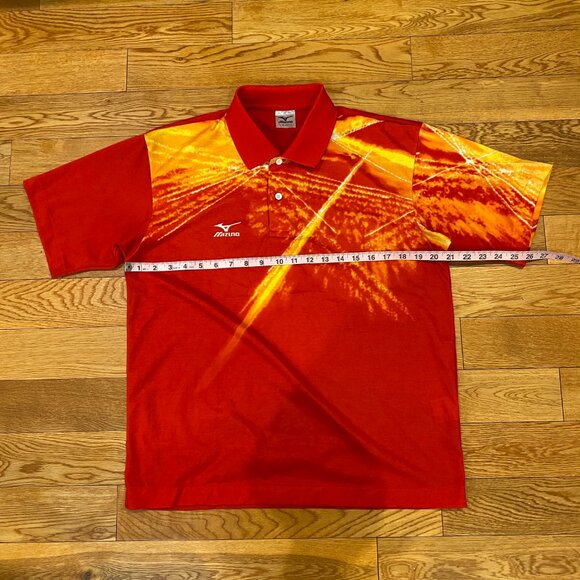 Mizuno Men's Vintage Jaspo Short Sleeve Polo Shirt Medium Made In Japan - Picture 2 of 7